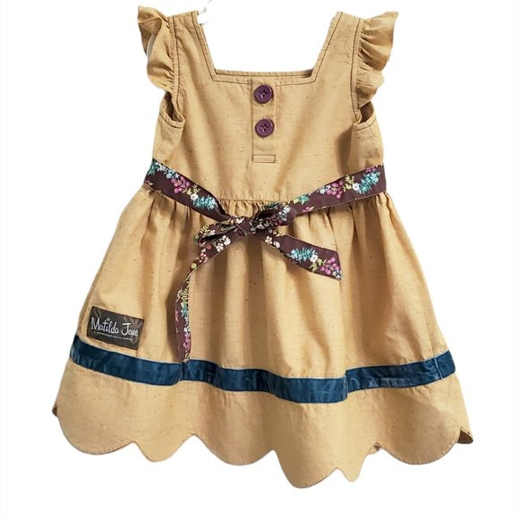 Matilda Jane Girl Secret Fields Golden Love Me Dress 2 Mustard Yellow Ru… - Picture 2 of 11